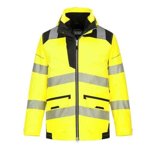 PW367 Portwest Hi-Vis kapucnis munkavédelmi kabát Sárga/Fekete XL