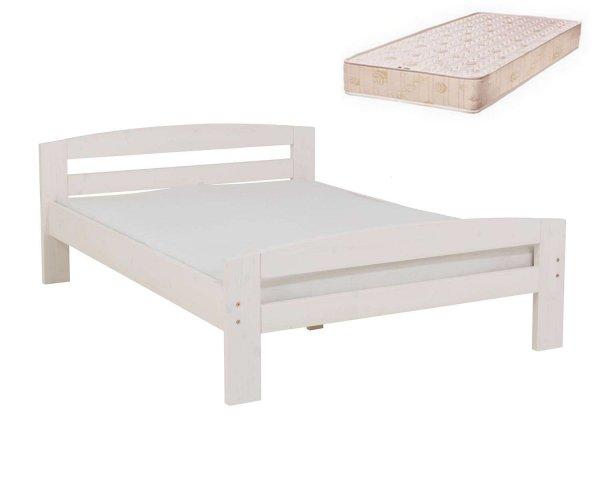 Serena fenyő ágy matracal, 2 személyes, 160x200 cm - Fehér