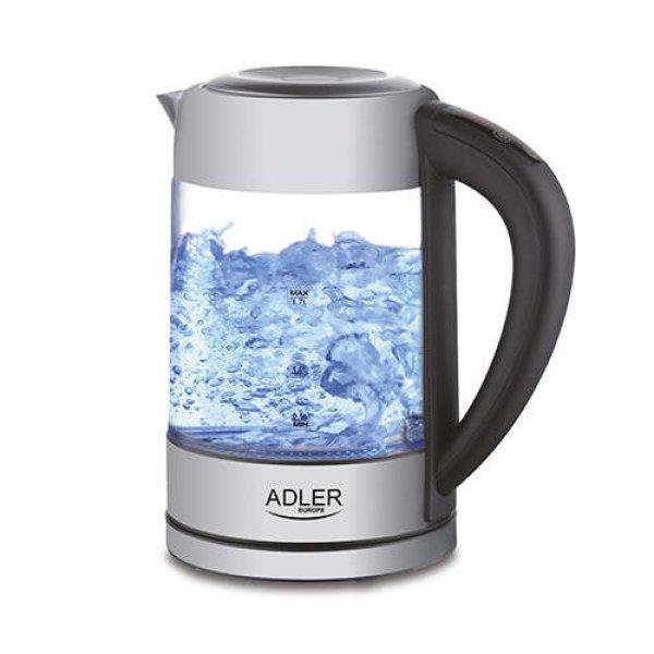 Adler AD 1247 üveg vízforraló 1,7 l hőmérséklet-szabályozással, Ezüst