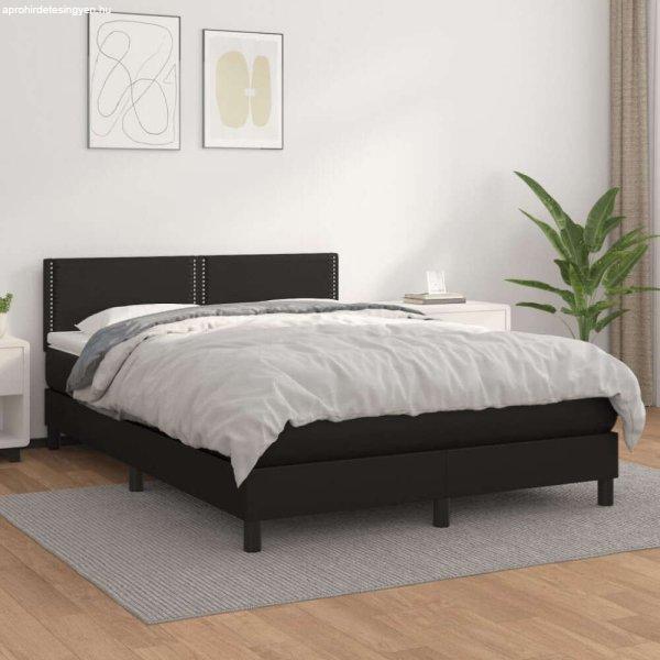 vidaXL fekete műbőr rugós ágy matraccal 140 x 190 cm
