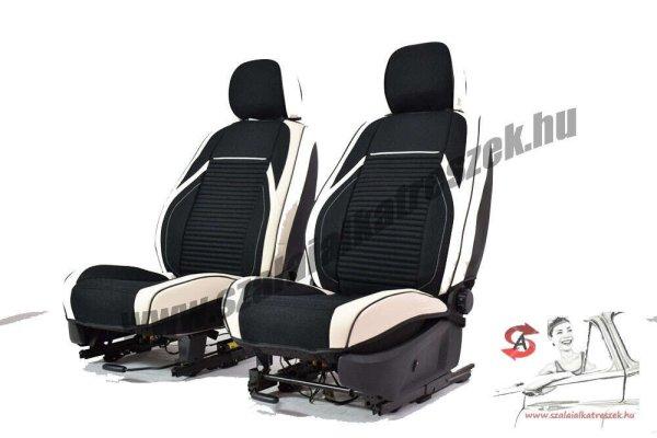 Honda Civic Vi 2000-Ig Flora Bőr/Szövet Méretezett Üléshuzat
-Fehér/Fekete- 2 Elő Ülésre