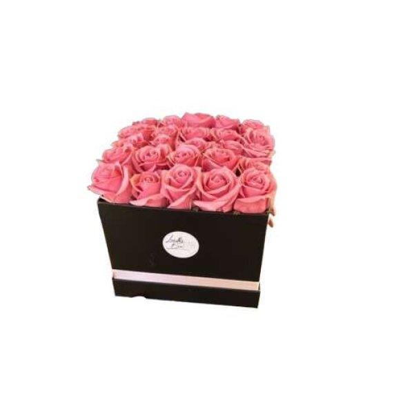 Örökrózsa Box szögletes L méret kb 20 cm - választható színű virággal