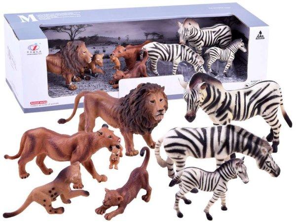 Safari állatkészlet, oroszlán és zebra figurák