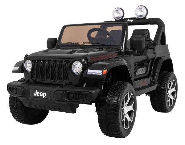 Jeep Wrangler Rubicon elektromos autó, 4x4 12V, LED, 3 sebesség, fekete