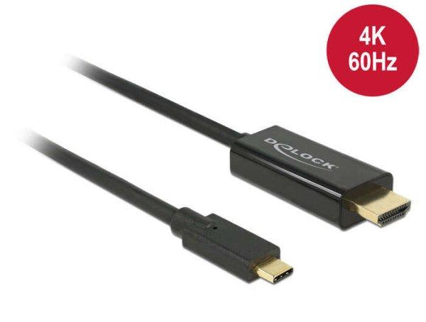 Delock Kábel USB Type-C csatlakozól > HDMI csatlakozó (DP váltakozó
mód) 4K 60 Hz, 2 m fekete