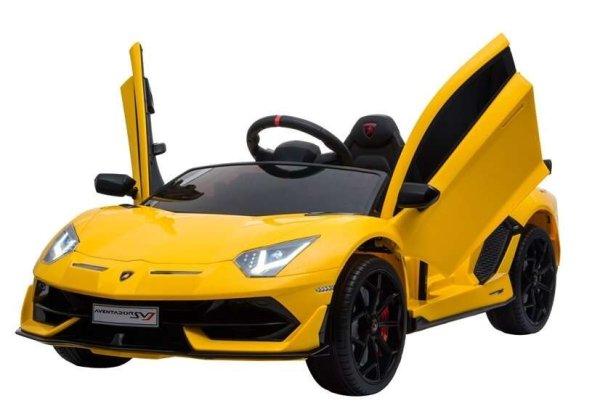 Lamborghini Aventador sárga 12V Elektromos kisautó 2.4GHz szülői
távirányítóval, nyitható ajtóval, EVA kerekekkel  4122