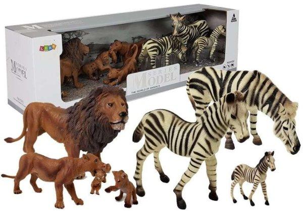 Szafari készlet zebra oroszlán és kölykeik 7616