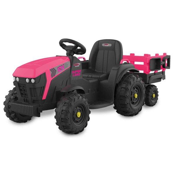 Jamara Ride-on Elektromos traktor + pótkocsi - Rózsaszín