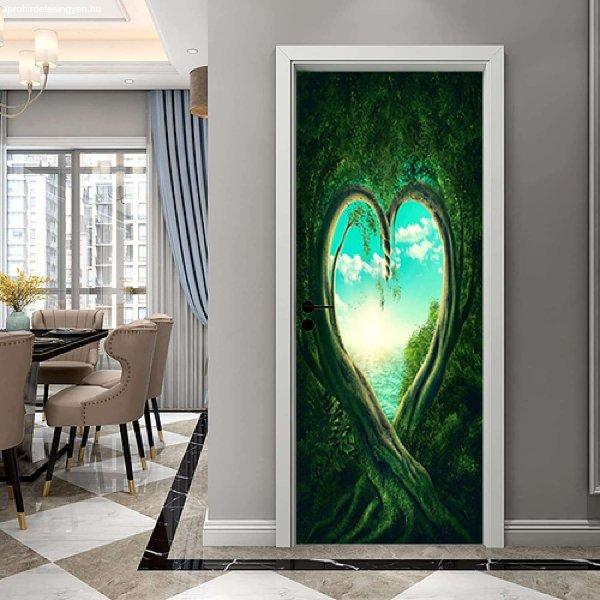 Dekoratív matrica beltéri ajtóhoz, 2 lap öntapadó matrica, teljes méret 78
x 200 cm, természet szíve minta, prémium, eredeti ajánlatok