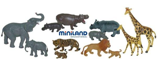Vadon élő állatok kölykökkel 12 figurából álló készlet - Miniland