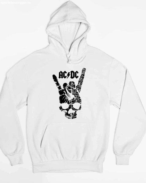 AC/DC halálfej fekete rock pulóver - egyedi mintás, 4 színben, 5 méretben