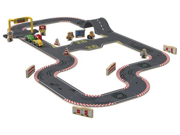 PlayTive Racetrak Road Set 37 darabos fa autópálya szett, versenypálya
készlet