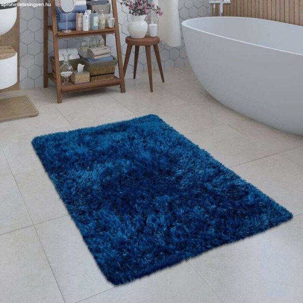 Fürdőszobai Shaggy szőnyeg monokróm türkíz, 50×80-as méretben