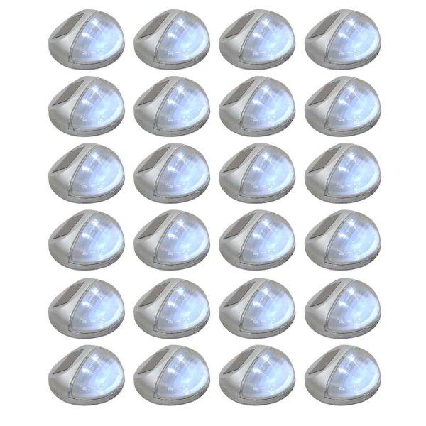 24 db ezüstszínű kerek kültéri napelemes led falilámpa