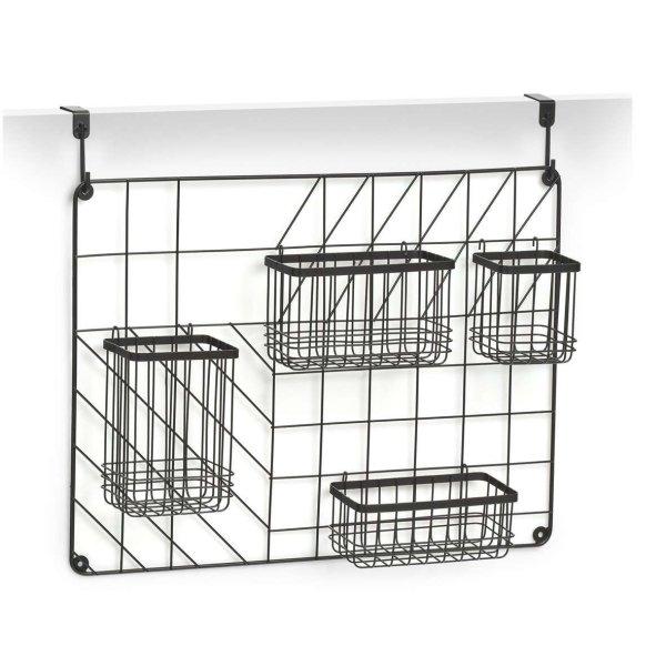 Zeller konyhai/fürdőszobai szervező, fém, 46x12x60,3 cm, fekete