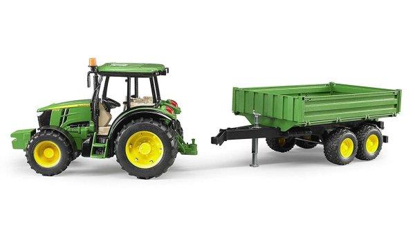 Bruder John Deere 5115M Traktor pótkocsival Zöld