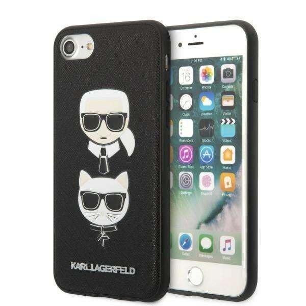Karl Lagerfeld KLHCI8SAKICKCBK iPhone 7/8 / SE 2020 / SE 2022 fekete keménytok
Saffiano Karl&Choupette Head