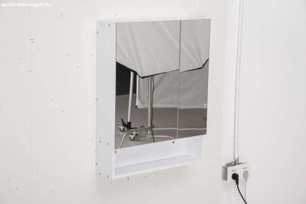 Kleankin fali tükörszekrény, MDF/Üveg, 60x15x75 cm, Fehér