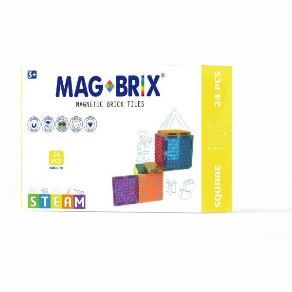 Magbrix mágneses építőkészlet, 24 négyzet alakú - kompatibilis Lego®
építőkockákkal, Magblox, 100%-ban újrahasznosított műanyag