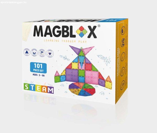 Magblox mágneskészlet - 101 átlátszó, többszínű mágneses építőelem,
újrahasznosított műanyag, 3 év+