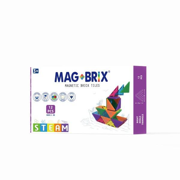 Magbrix mágneses építőkészlet, 12 darab derékszögű háromszög -
kompatibilis Lego® típusú építőkockákkal, Magblox, 100%-ban
újrahasznosított műanyag