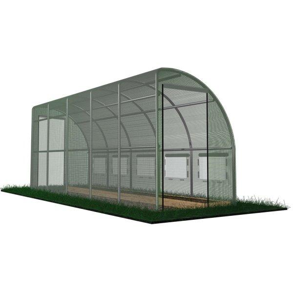 Kerti üvegház, falra szerelés fémkerettel, 400x150cm, zöld, 6nm
