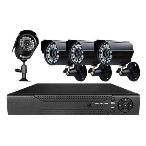 Komplett megfigyelő rendszer, 4 csatornás megfigyelő központtal és 4 darab
kamerával – IP66 védelemmel és 24 infravörös LED-del (BBV)