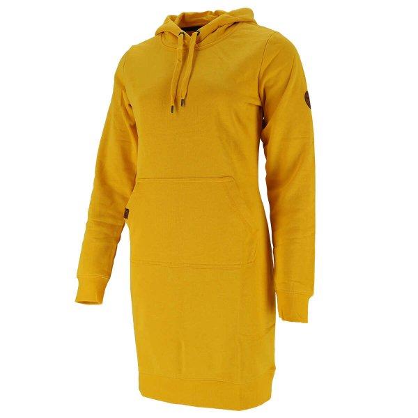 Dressa Casual szabadidős kapucnis hosszú pulóver ruha - sárga