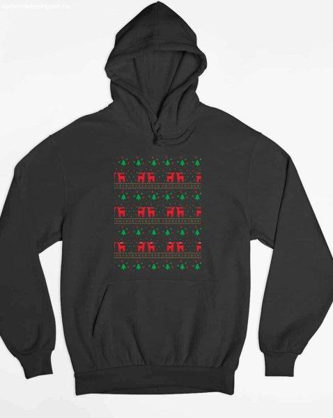 Szarvas mintás karácsonyi hangulat pulóver - egyedi mintás, 4 színben, 5
méretben
