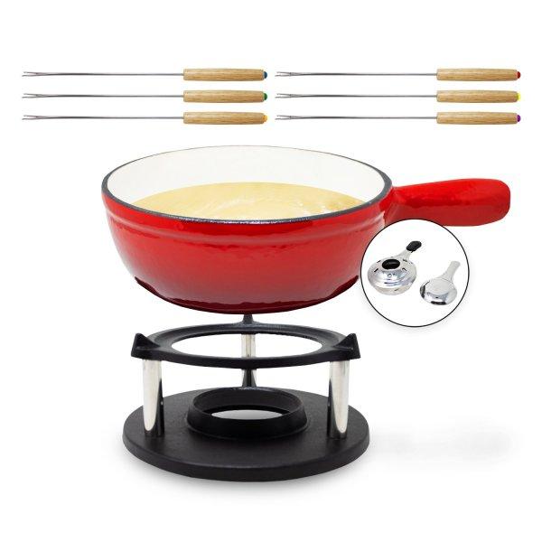 Klarstein Holsten, fondue készlet, edény, melegítő, égő, 6 villa, 1,5 L,
öntöttvas