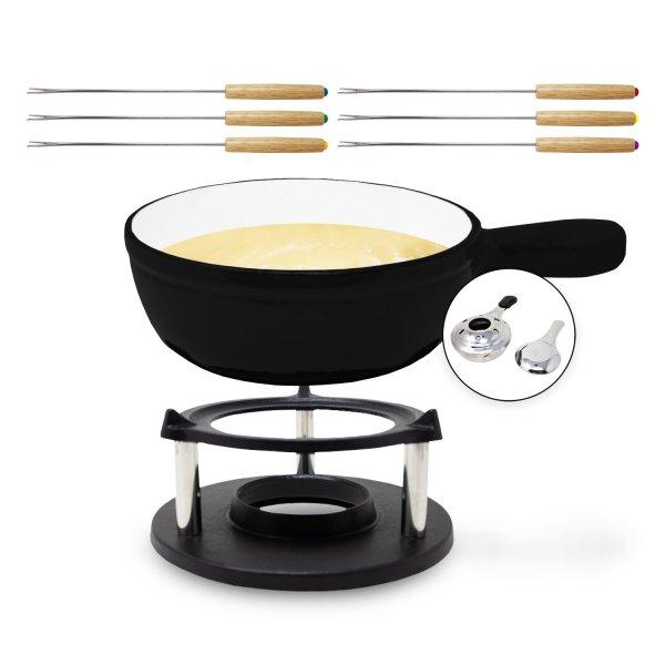 Klarstein Holsten, fondue készlet, edény, melegítő, égő, 6 villa, 1,5 L,
öntöttvas