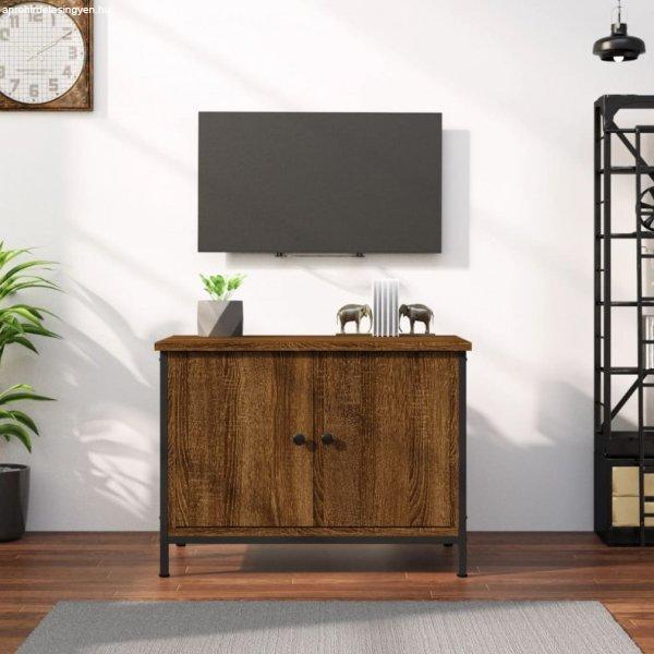Barna tölgyszínű szerelt fa TV-szekrény ajtókkal 60x35x45 cm