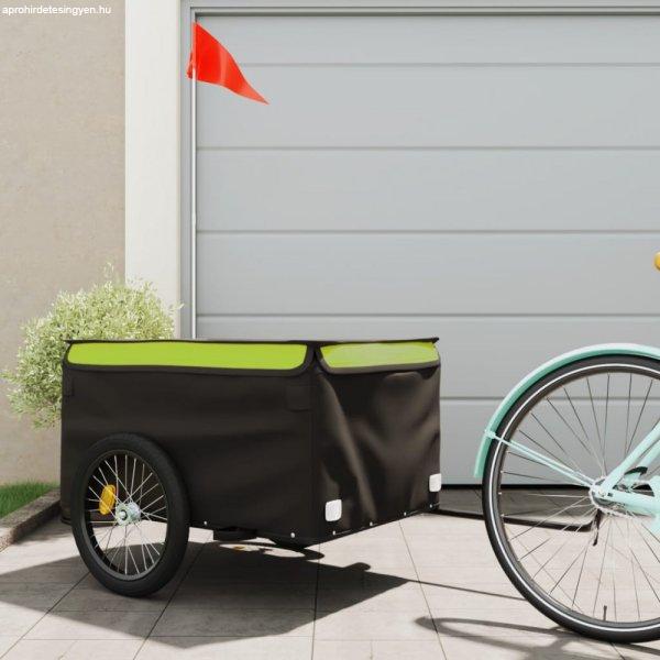 Fekete-zöld vas kerékpár-utánfutó 45 kg