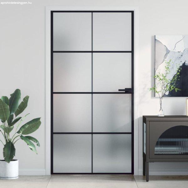 Fekete edzett üveg és alumínium beltéri ajtó 102,5x201,5 cm