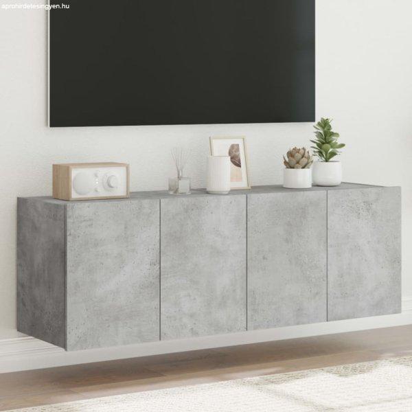 2 db betonszürke fali TV-szekrény LED-del 60x35x41 cm