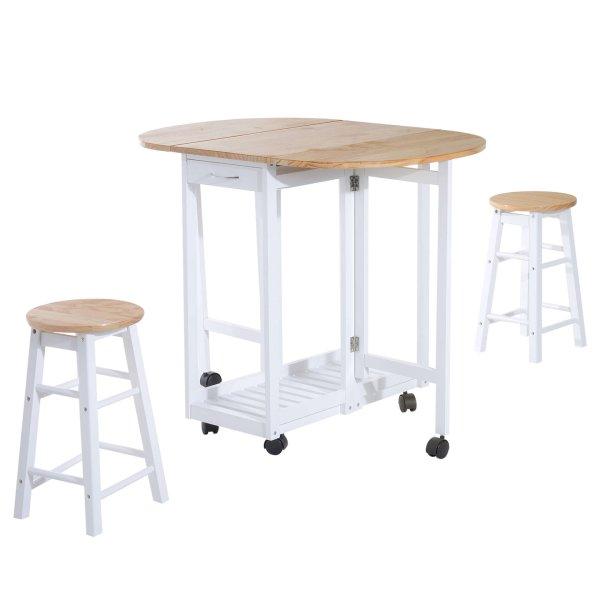Asztal és 2 székkészlet, Homcom, Fa/MDF, Bővíthető, 102 x 70 x 82 cm,
Bézs/Fehér