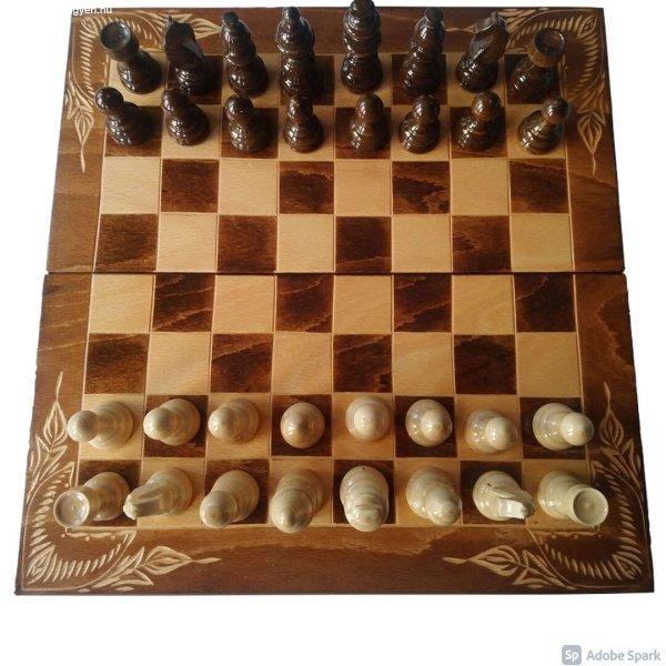  Fa sakk készlet 38x38 cm bükkfa sakk tábla doboz klaszikus sakkfigura
backgammon dáma játék barna 