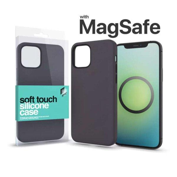 MagSafe rögzítésű Soft Touch Szilikon tok Iphone 14 készülékhez -
éjfekete
