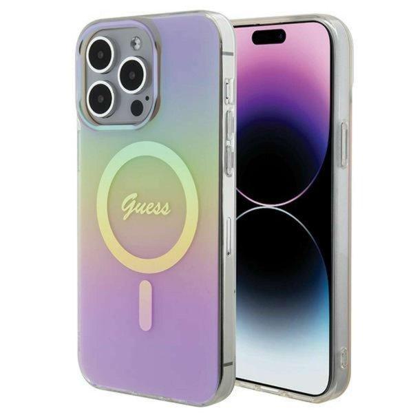 Guess IML Iridescent MagSafe tok iPhone 15 Pro-hoz - rózsaszín