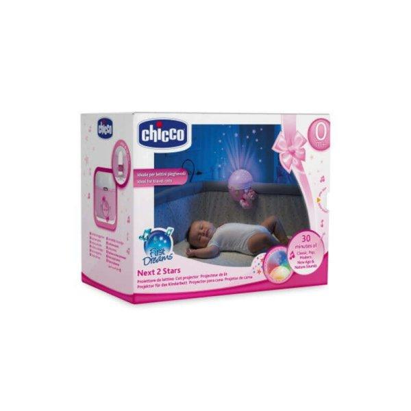 Chicco NEXT2 STARS babaágyra rögzíthető projektor plüss macival -
rózsaszín