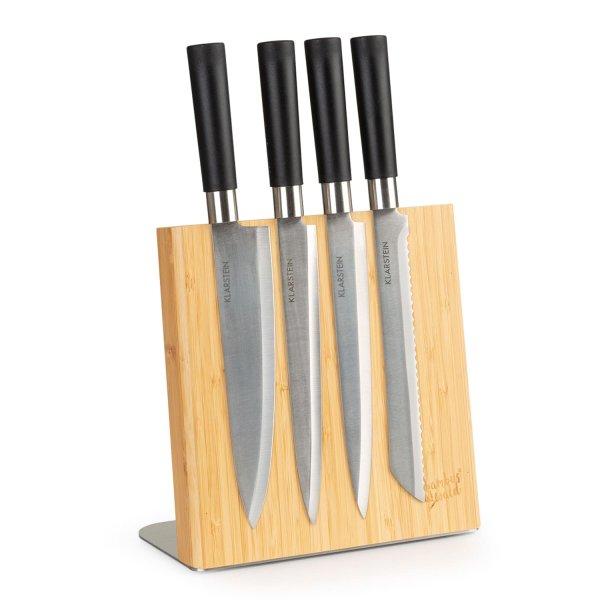 Klarstein Késtartó állvány, ferde, mágneses, 4 - 6 kés részére, bambusz,
rozsdamentes acél