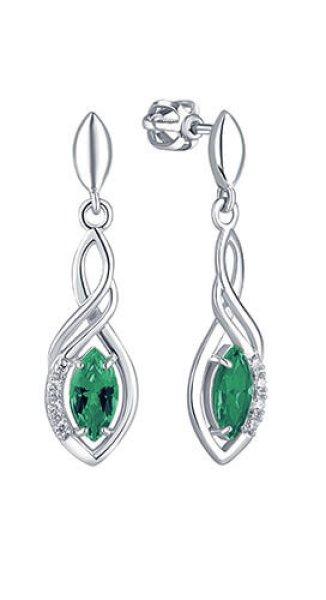 Brilio Silver Ezüst lógó fülbevalók zöld
kristályokkal 436 001 00573 04