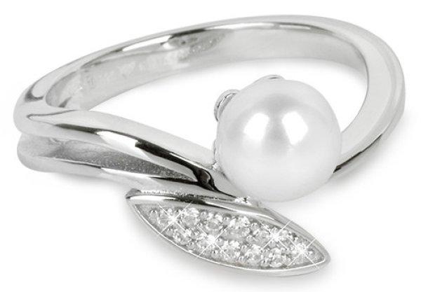 Silver Cat Elegáns ezüst gyűrű cirkónium
kövekkel és gyönggyel SC215 56 mm