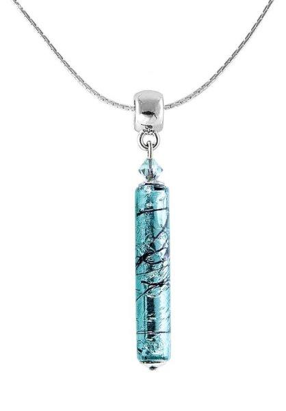 Lampglas Gyönyörű türkizkék nyaklánc tiszta
ezüsttel, Turquoise Love Lampglas gyönggyel NPR10