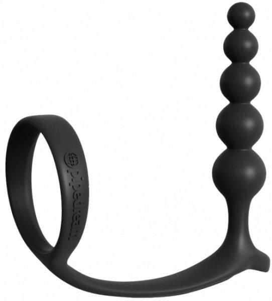 Szilikon anális gyöngysor erekciós gyűrűvel AssGasm (12 cm)