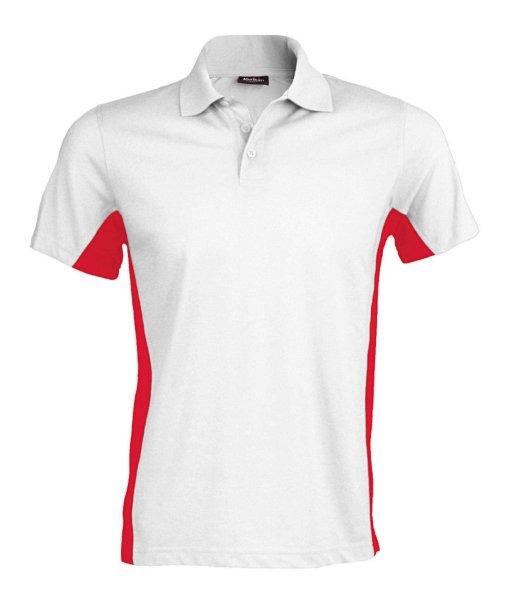 Férfi kétszínű rövid ujjú galléros piké póló, Kariban KA232,
White/Red-XL