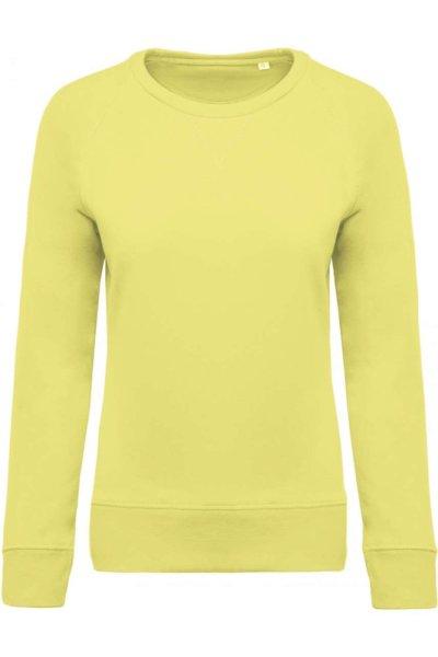 Női raglános organikus környakas pulóver, Kariban KA481, Lemon Yellow-L