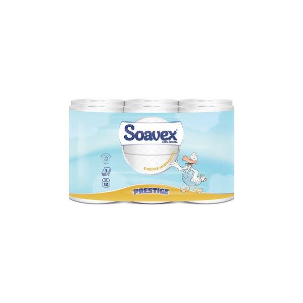 Toalettpapír 3 rétegű kistekercses 100% cellulóz 170 lap/tekercs 12
tekercs/csomag Soavex Prestige_Paperdi