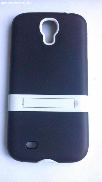 Samsung i9500 i9505 i9506 i9515 Galaxy S4 fekete-fehér kitámasztható hátlap
tok