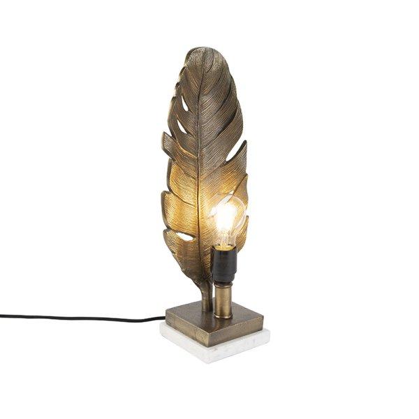 Art Deco asztali lámpa bronz márvány talppal - levél